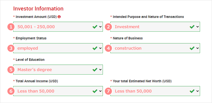 Investor information registration