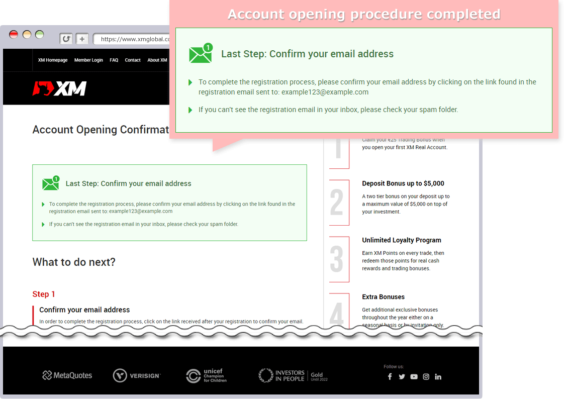XM real account opening completed
